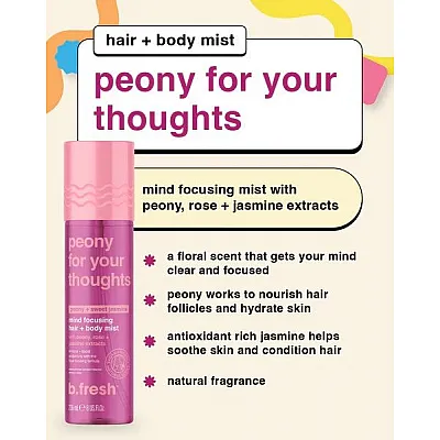 Peony for your thoughts, mind focusing mist μαλλιών και σώματος 221mL - BFresh