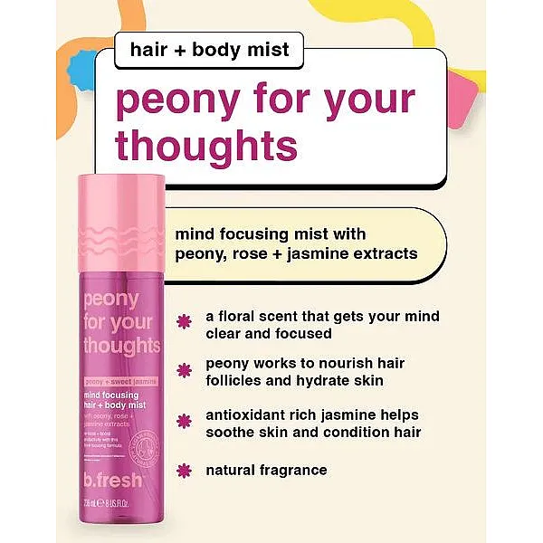 Peony for your thoughts, mind focusing mist μαλλιών και σώματος 221mL - BFresh