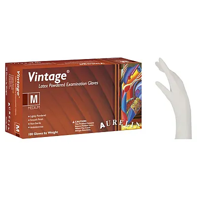 Γάντια Latex Aurelia® Vintage με πούδρα κρεμώδες λευκό (100 τμχ)