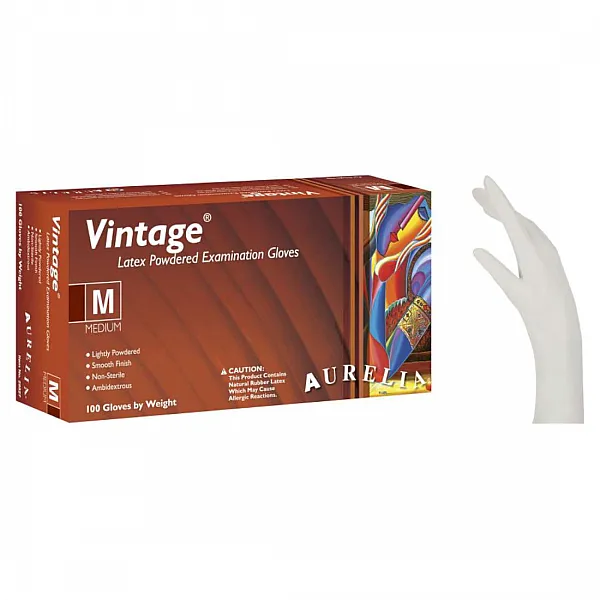 Γάντια Latex Aurelia® Vintage με πούδρα κρεμώδες λευκό (100 τμχ)
