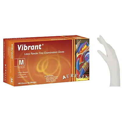 Γάντια latex Aurelia Vibrant λευκό χωρίς πούδρα (100τμχ)