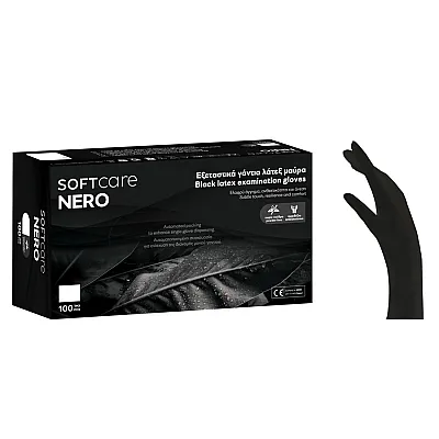 Γάντια latex Soft Touch μαύρο χωρίς πούδρα (100τμχ)