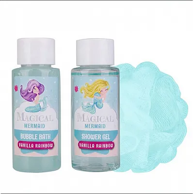 Σετ μπάνιου σε gift bag με 30ml shower gel,30ml bubble bath & σφουγγάρι Mermaid - Accentra
